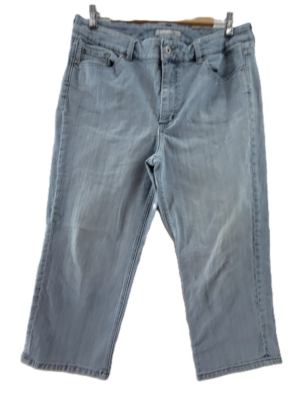 Chico’s Denim Crop Capris Women’s 33 x 21 Stretch Platinum Charm Pants Jeans